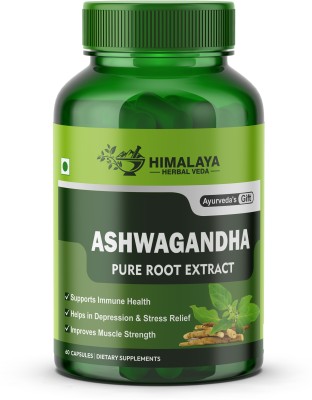 HIMALAYA HERBAL VEDA Organic Ashwagandha Root Extract Capsules | Stress Relief, Strength & Energy -60