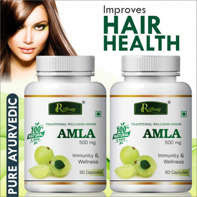 Riffway Amla Herbal Formulation | Amla Capsule Prevents Dark Spots & Acne(Pack of 2, 120 Capsules)
