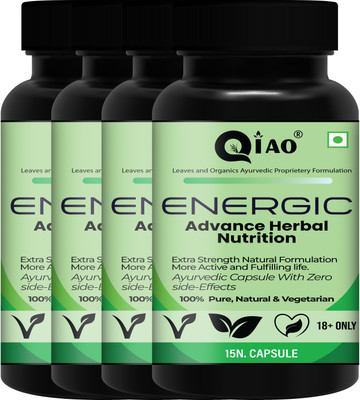 Qiao Energic Health Power Medicine For Men ~ Stay Active All Day & More Immunity(Pack of 4, 60 Capsules)