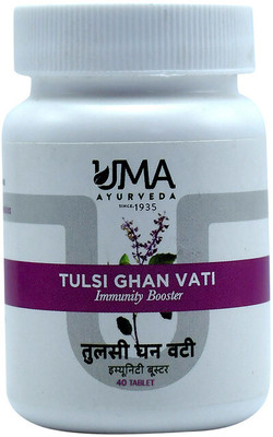 Uma Ayurveda Tulsi Ghan Vati Ayurvedic Tablets Useful in Cold Cough Digestive Health 40 Tab(Pack of 3, 40 Tablets)
