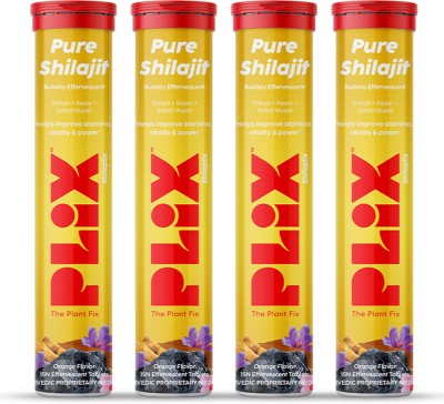 The Plant Fix Plix 500mg Shilajit Effervescent With Saffron & Safed Museli Orange Flavored(Pack of 4)