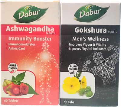Dabur ASHWAGANDHA & GOKSHURA TAB (COMBO PACK)(Pack of 2, 60 Tablets, 60 Tablets)