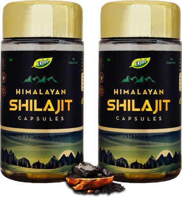 Ekjot Pure Shilajit Capsules for Stamina | Boost Performance & Power | 60N(Pack of 2, 120 Capsules)