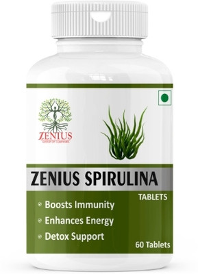 Zenius Spirulina Tablets – Natural Immunity Booster Rich in Protein, Vitamins(60 Tablets)