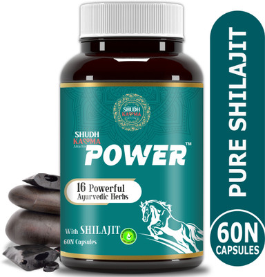 Shudh Kaama Shilajit Capsules with Ashwagandha Safed Musli for Strength Stamina Performance(60 Capsules)