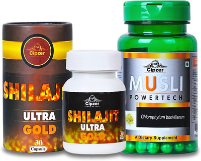 CIPZER Shilajit Ultra Gold & Musli Powertech Capsules(Pack of 2, 30 Capsules, 30 Capsules)