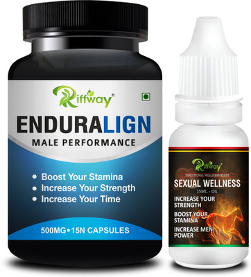 Riffway Enduralign Capsule & Oil Shilajit Gold Capsule Stamina Combo(Pack of 2, 15.15 Capsules)