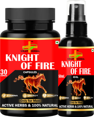 VIKJIT HERBALS KNlGHT OF FlRE COMBO(Pack of 2, 30 Capsules, 50 ml)