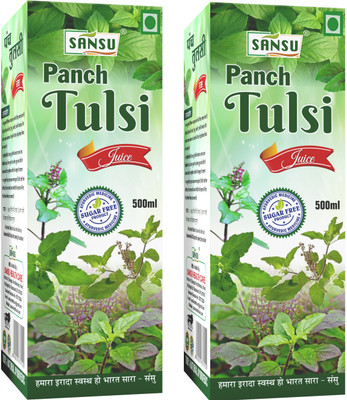 Sansu Panch Tulsi Juice Ayurvedic No Add Sugar 500ml(Pack of 2, 1000 ml)