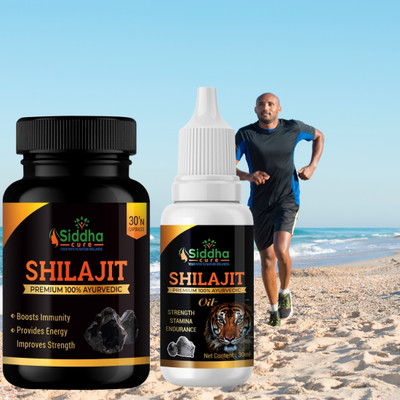 Siddha cure Shilajit capsule and oil combo for stamina(Pack of 2, 30 ml, 30 Capsules)