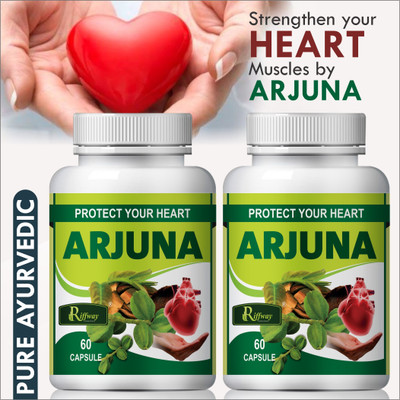Riffway Arjuna Tea Herbal capsules For Improving Muscle Function Total AYurvedic(2 x 60 No)