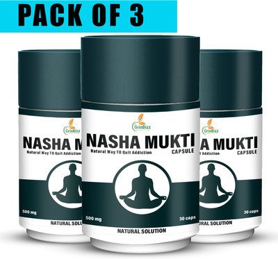 grinbizz Nasha Mukti Capsule Addictionban/Sharab Mukti Dawa/Nasha Free/Smoking Killer(Pack of 3, 90 Capsules)