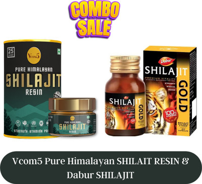 vcom5 Pure Himalayan SHILAJIT Resin & SHILAJIT Gold For Strength & Stamina(Pack of 2, 50 g)