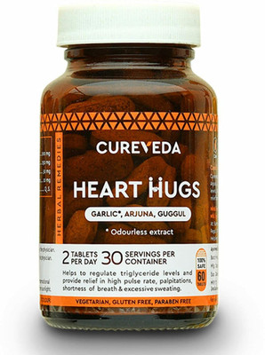 Cureveda Heart Hugs for Healthy, Cholesterol & BP Control Garlic Tablet(60 Tablets)