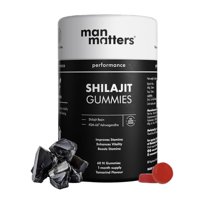 Man Matters Shilajit Gummies Pure Shilajit & Ashwagandha KSM66 Boosts Stamina & Strength(60 Tablets)