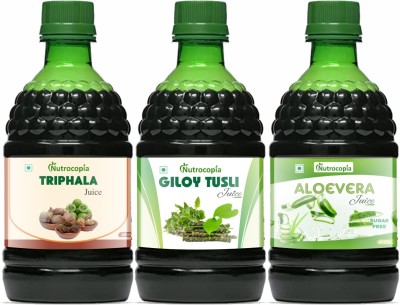 NUTROCOPIA Triphala, Giloy Tulsi & Aloe Vera Juice to Relieves Constipation Pack of 3(Pack of 3)