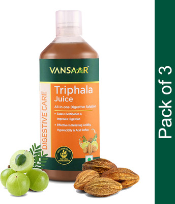 VANSAAR Triphala Juice | Digestive & Gut Health Solution | Constipation relief - 1L(Pack of 3, 3 L)