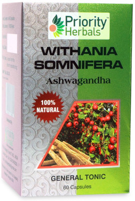 Priority Herbals Ashwagandha (Withania somnifera) capsules for Immunity(60 Capsules)