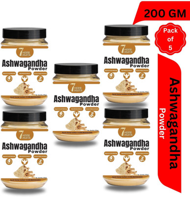 7Herbmaya Natural Ashwagandha Powder / Curan (Withania Somnifera) Each 200g(Pack of 5, 200 g)