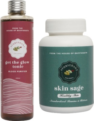 Baidyanath Ayurvednt Get the Glow Tonic 200 ML and Skin Sage Capsule 60 Capsules(Pack of 2)