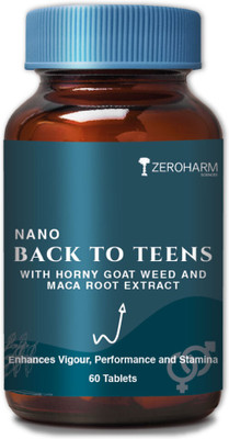 ZEROHARM Back to Teens With Maca, Horny Goat Weed for Energy, Performance, Mood & Stamina(60 Tablets)