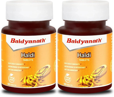 Baidyanath Haldi Tablets -60 Tab| Helps Boost Immunity, Blood Cleansing & Skin Problems(Pack of 2, 60 Tablets)