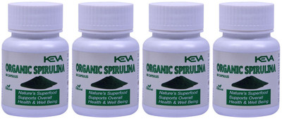 KEVA SPIRULINA (60 CAPSULES, 500MG EACH) -Improves vision and helps in detoxification(Pack of 4, 100 g)