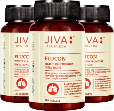 JIVA Flucon Tablets - Fights Allergy Naturally - 120 Tablets Each - Pack of 3(Pack of 3)