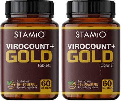 STAMIO Virocount Plus Gold Tablets Ayurvedic for Men | Immunity(Pack of 2, 120 Tablets)