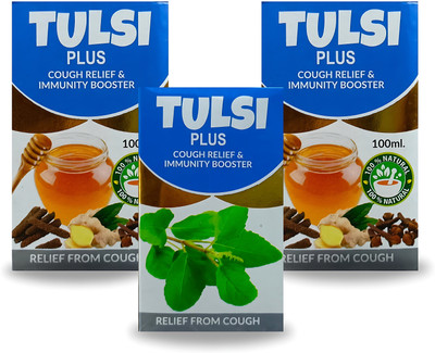 HERBSHD Tulsi Plus Syrup | For Cough Relief & Immunity Booster | 100 ml(Pack of 3, 300 ml)
