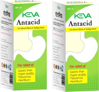 KEVA Antacid Acidity & Gas Relief Gel Mint Syrup Liquid (200 ml) Pack of 2(Pack of 2)