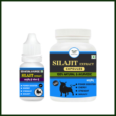 PROPKAR AYURVEDA AYURVEDIC AND NATURAL SHILAJIT EXTRACT 60veg capsules with 15ml oil combo pack(60 Capsules, 15 ml)