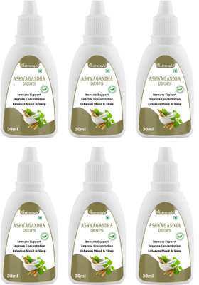 NUTROCOPIA Ashwagandha Drop for Boost Strength Immunity & Erergy/Mind Relaxer (6x30ml)(Pack of 6, 180 ml)