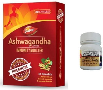 Dabur Ashwagandha Capsules For Immunity With Leaf Rhumawat 30 Tab(Pack of 2)