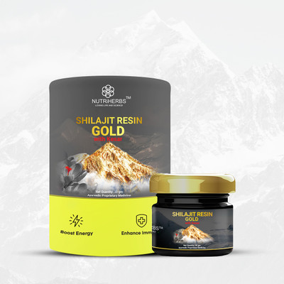 Nutriherbs Shilajit Resin Gold with Kesar & Gold Dust | for Strenth, Stamina & Performance(30 g)