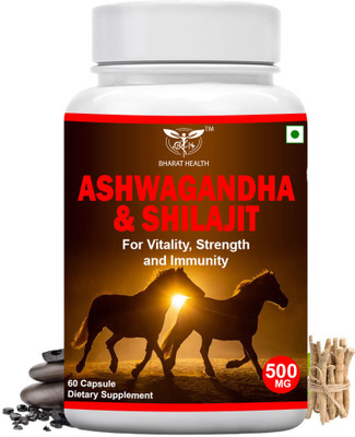 BHARAT HEALTH ASHWAGANDHA & SHILAJIT 60VEG CAPSULE/500MG(60 Capsules)
