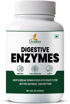grinbizz Digestive Enzymes Capsules for Gas, Bloating & Acidity Relief(60 Capsules)