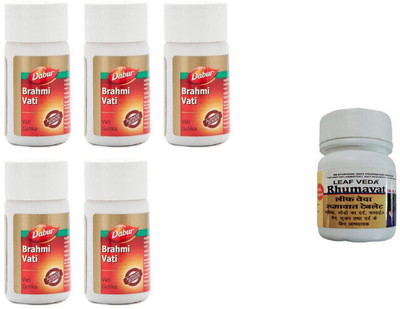 Dabur Brahmi Vati for ingredients With Leaf Rhumawat 20 Tab(Pack of 6, 200 Tablets)