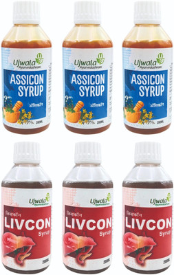 UJWALA AYURVEDASHRAM Livcon Syrup and Assicon Syrup Kit for One Month(Pack of 6, 600 ml, 600 ml)