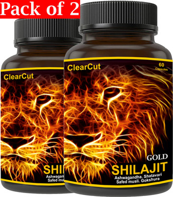Clearcut DOUBLE shilajit Gold Power Ayurvedic herbal capsule for men 120(Pack of 2, 120 Capsules)