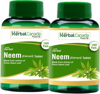 Herbal Canada Neem Tablets| 100 Veg Tablets (Pack of 2) | Powerful Blood Purifier, Skin Care(Pack of 2)