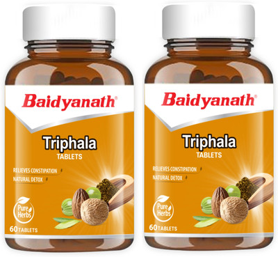 Baidyanath Triphala Tablets- An Ayurvedic Formulation | Helpful in Relieves Constipation, Acts as Natural Detoxifier | Good for Eyes and Effective in Weight Loss | 120 TB(Pack of 2, 120 Tablets)