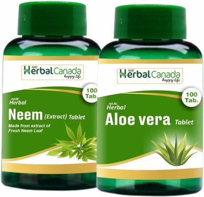 Herbal Canada Neem (100 Tablets) + Aloe Vera (100 Tablets) | Healthy Combo Pack(Pack of 2)