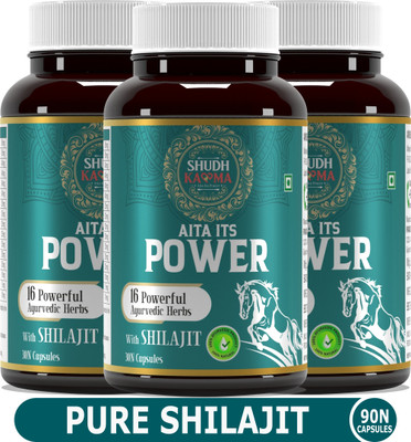 Shudh Kaama Power with Shilajit Gokhru and Safed Musli and 13 more Herbs | Strength & Energy(Pack of 3, 90 Capsules)