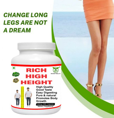 BHARAT HEALTH RICH HIGH HEIGHT 60 VEG CAPSULE PACK OF 1 MONTH FOR PERMANENT HEIGHT INCREASE(60 Capsules)