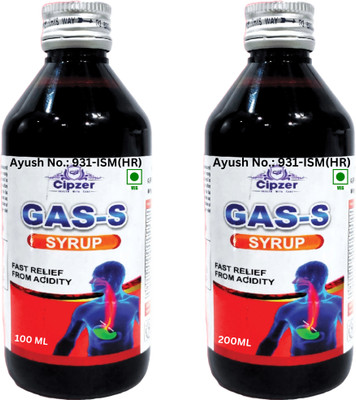 CIPZER Gas S Syrup 100 ML & 200 ML Digestion, Acidity Relief, Gas Relief & Constipation(Pack of 2, 100 ml, 200 ml)