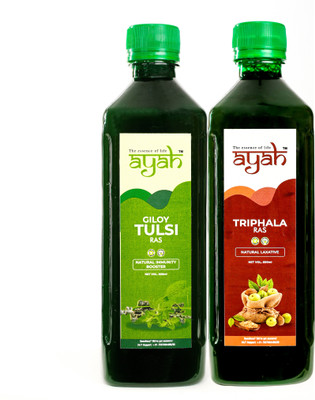 Ayah Giloy Tulsi & Triphala Immune Boost & Digestive Support(Pack of 2, 1000 ml)