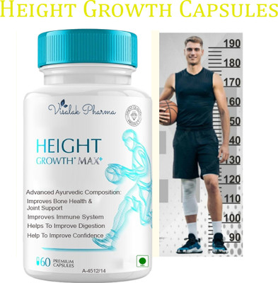 visalak pharma Height Growth Max Plus-Height Maximizer capsules For Bone Density Enhancement(60 Capsules)