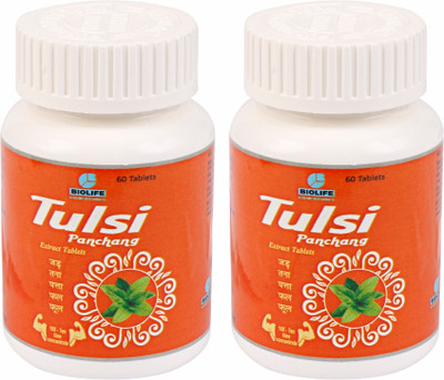 BIOLIFE TULSI EXTRACT TAB pack of 2(Pack of 2, 120 Tablets)