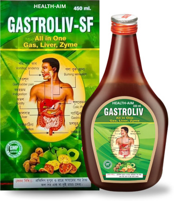 HEALTH AIM GASTROLIV-SF SYRUP | For Gas Relief & Acidity Control | Liver Health & Digestion(450 ml)